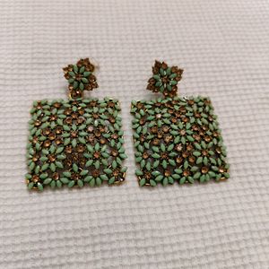 Green Ethnic Earrings