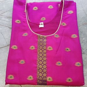 Banarasi Woven Printed Kurti (With Inside Sleeves)