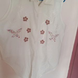 White Tie Sleeveless Shirt