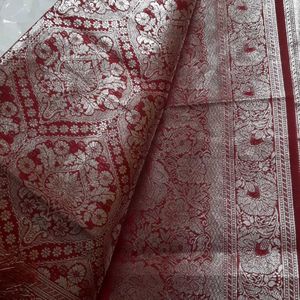 Maroon Silver Stone Saree