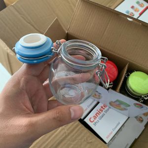 Cute Small Glass Jar With Clips Lid For Storage