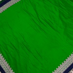 green colour white border saree