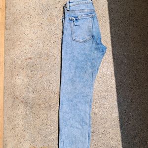 Heavily Washed Blue Distress Denim