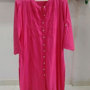 Very Good Condition Rani Pink Kurti Liva Fabric. N