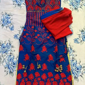 Heavy Work Blue Kurtha Set