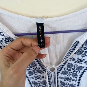 White Embroidered Kaftan Top