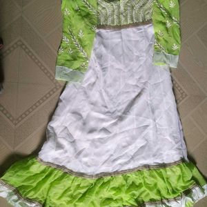 White And Green Anarkali