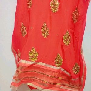 Red Party Wear Suit Salwar With Dupatta 50 Bust