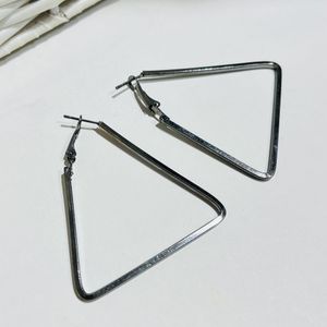 Silver Oxidised Triangular Earrings