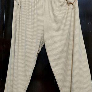 Cream Trouser Black Lining Print For 36 Waist