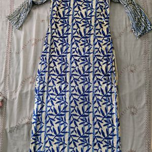 Straight Blue Velvet Kurta