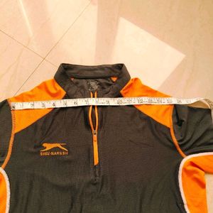 Shiv Naresh Branded L size, Orange - Grey, Dry Fit