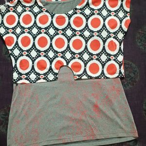 Women's Stylish Red Grey Top