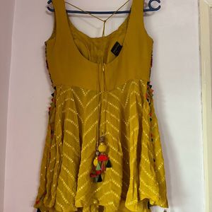 Mustard And Maroon Full Gher Palazzo Set