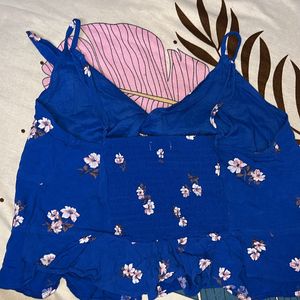 Blue Crop Top With A Bow