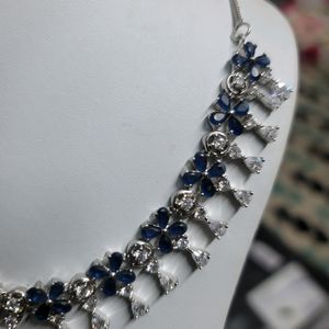 Sapphire With Ad Stones Necklace Set