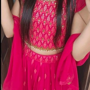 Reddish Pink Lehenga With Duppatta