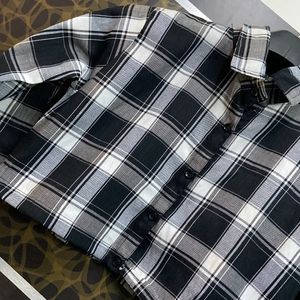 Crop Black Check Shirt