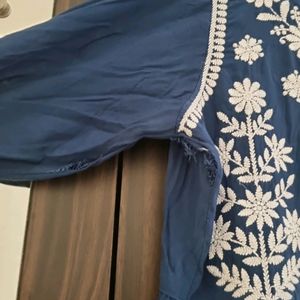 Blue Colored Chikankari Dress