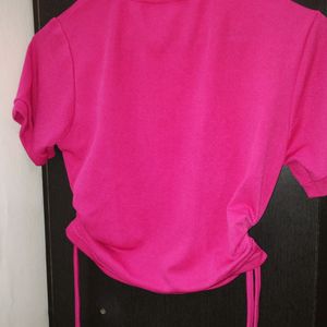 Cotton Stretchable Drawstring Crop Top 💗hot Pink