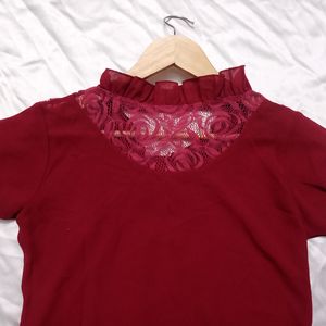 Maroon Ruffled Top