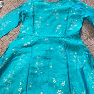 Green Coloured Anarkali Palazzo Dupatta Set Size S