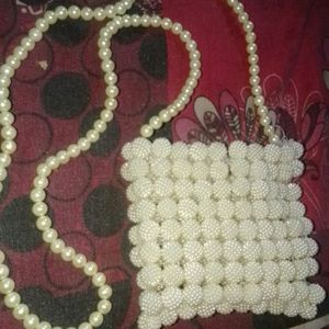 White Beads Purse