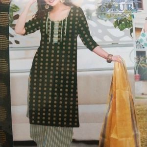 Green Latest And New Churidhar Material.