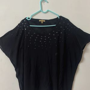 Black CODE butterfly Top With Sequins