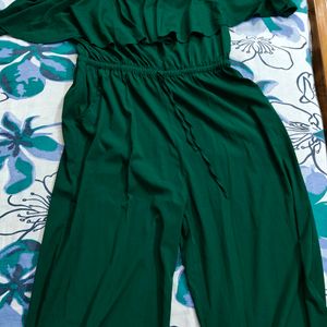 L | Green Jumpsuit Cut Shoulders