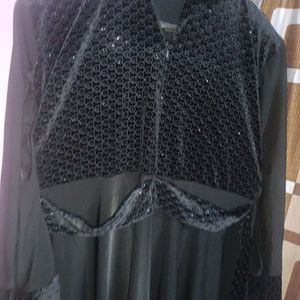 WOMEN'S(LYCRA)FLARE BLACK ABAYA