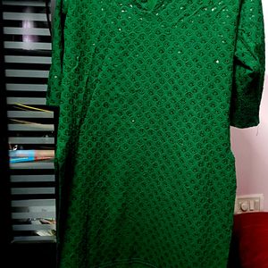 Green chikankari kurta