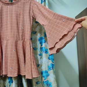 Pretty Peplum Top With Bell Sleeves