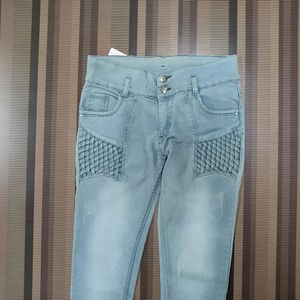 W-38 Size-30 Slim Fit Women Denim Capri