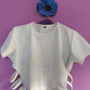 White Stylish Crop Top For Women