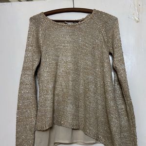 Glitter Gold Sequins Sweater Blouse