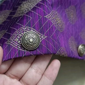 Unused New SOJANYA purple & Golden Nehru Jacket