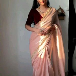 New Nylon Sari With Velvet 80cm Blouse Piece