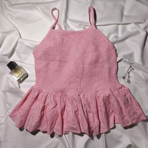 Pink Frill Sleeveless Top