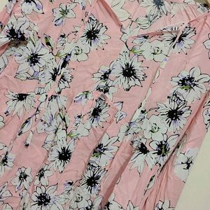 Baby Pink Color Flower Print Top For Girl