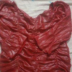 A Vine Red Beautiful Cool Fabric Shiny Top .