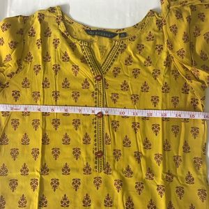 Mustard Kurti Straight Fit