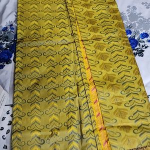 Golden Olive With Navy Blue Saree