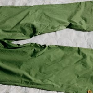 Stretchable Green Pant (Zipper And Hook) as given