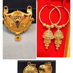 1Gold Plated Bali, 2 Pendant,1 Mangalsutra,1Ring