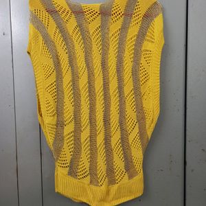 See-through Yellow Woolen Top