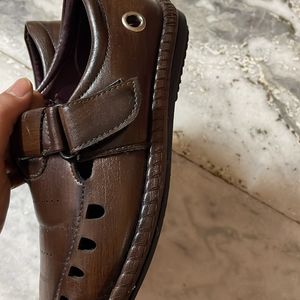 Brown Colour Leather Boot Look Sandals