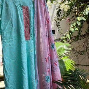 Kurta Paint Dupatta Set Cotton