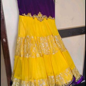 Yellow and Purple Stylish Kids Frock