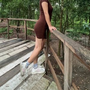 Brown Colour Bodycon Dress